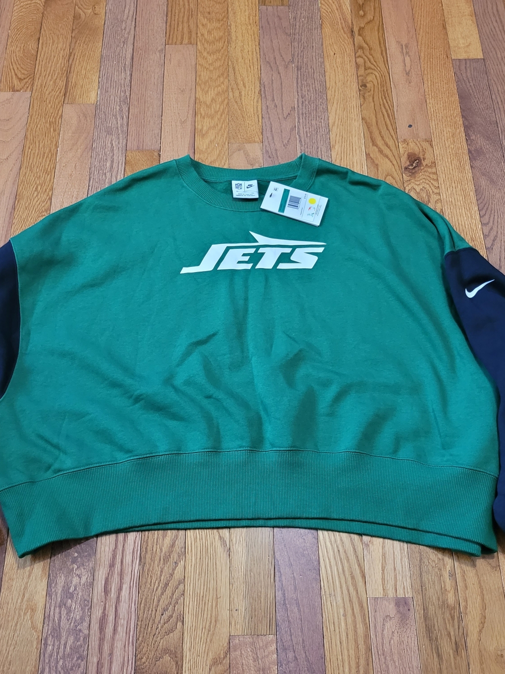 Nike Cropped Crewneck Sweatshirt White Jets Logo
